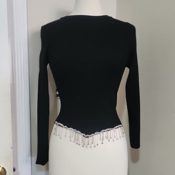 Madrag Rib Knit Rhinestone Sweater - Picture 1 of 5